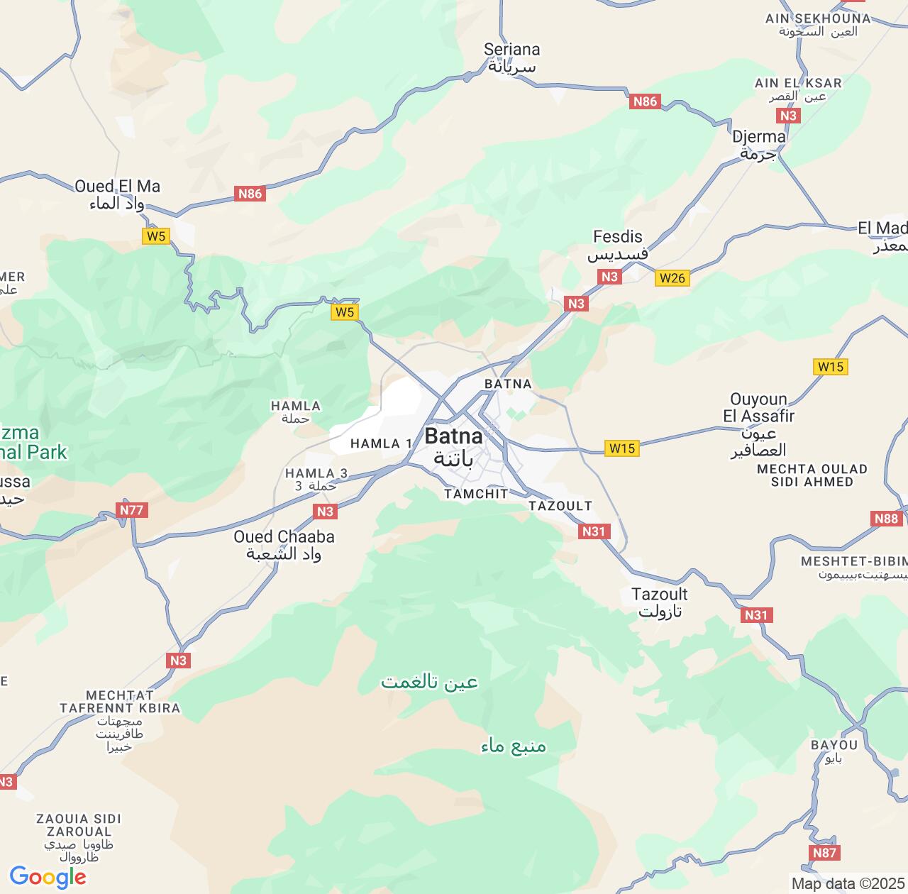 Map image for Intellectual Property Lawyers in Batna City and Batna IP firms at coordinates  ; .
