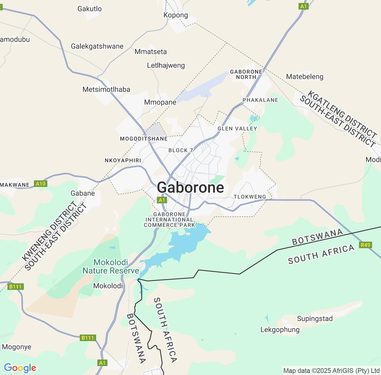 Map image for Intellectual Property Lawyers in Gaborone and Botswana IP firms at coordinates  ; .