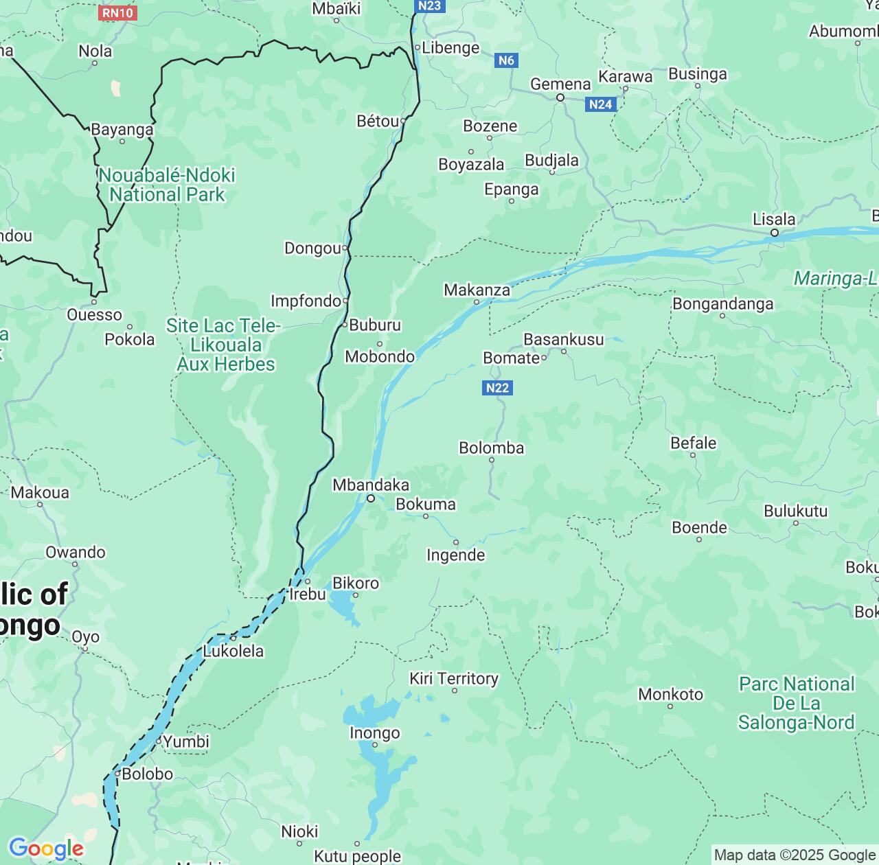 Map image for Intellectual Property Lawyers in Équateur and Democratic Republic of the Congo IP firms at coordinates  ; .