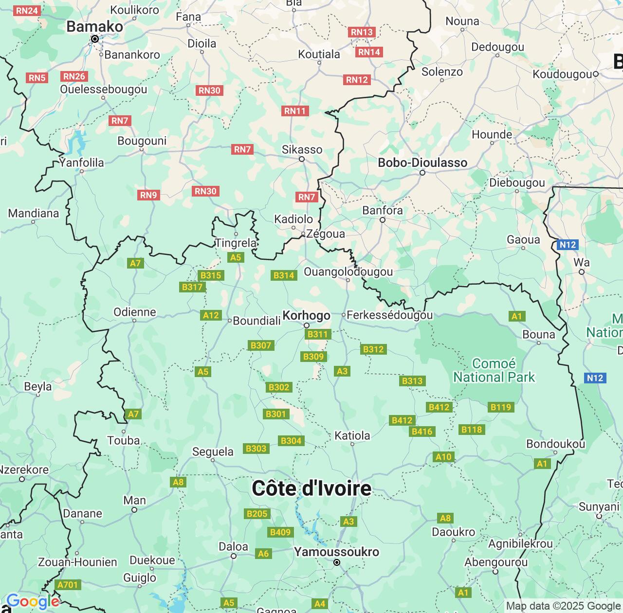 Map image for Intellectual Property Lawyers in Savanes District and Cote D'Ivoire (Ivory Coast) IP firms at coordinates  ; .
