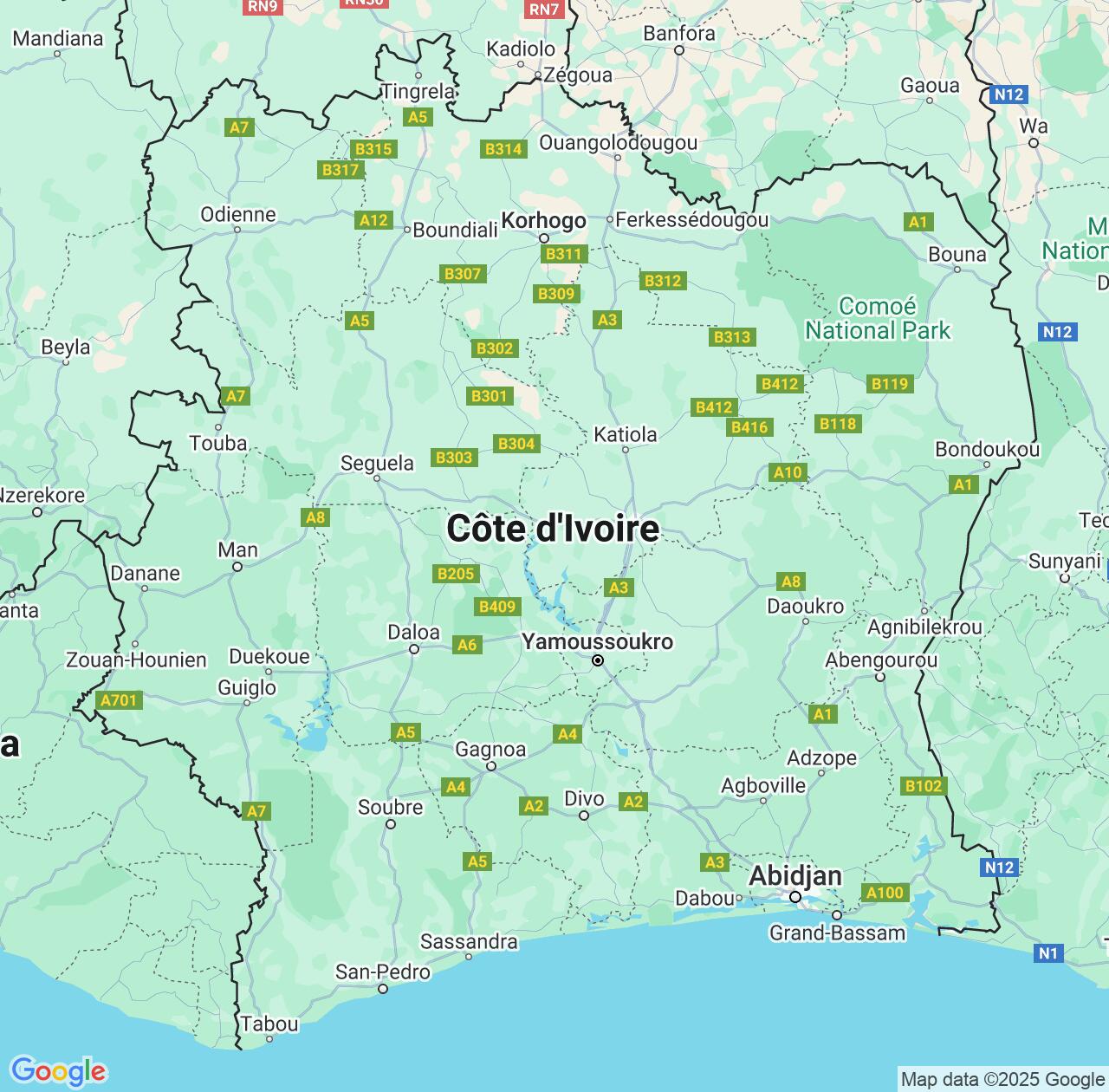 Map image for Intellectual Property Lawyers in Cote D'Ivoire (Ivory Coast) and Africa IP firms at coordinates  ; .