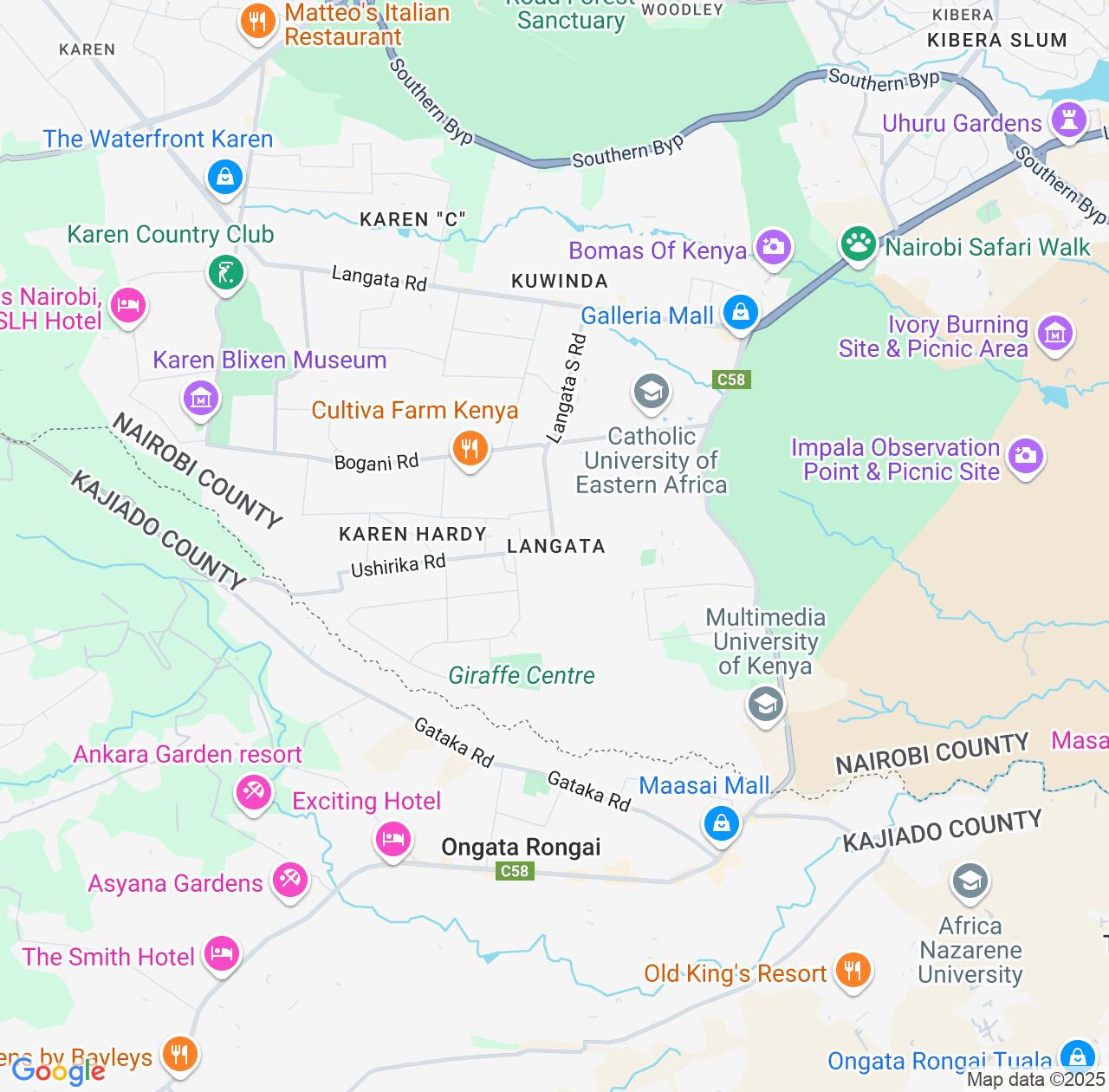 Map image for Intellectual Property Lawyers in Lang'ata and Nairobi County IP firms at coordinates  ; .