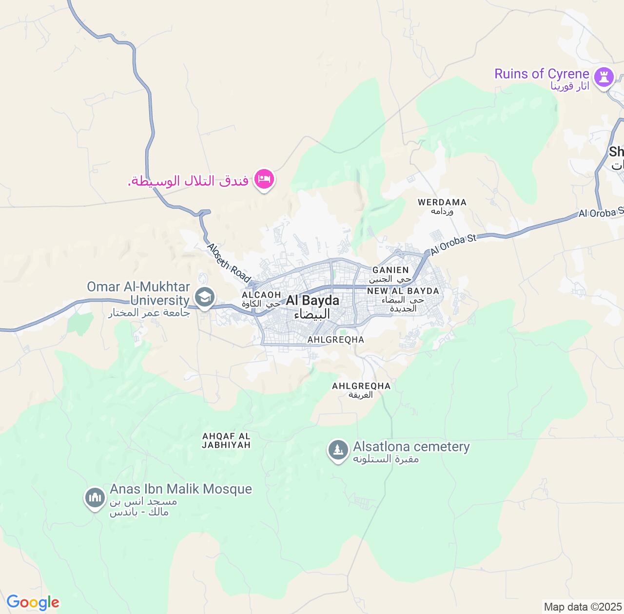 Map image for Intellectual Property Lawyers in Al Bayda' and Al Jabal al Akhḑar IP firms at coordinates  ; .