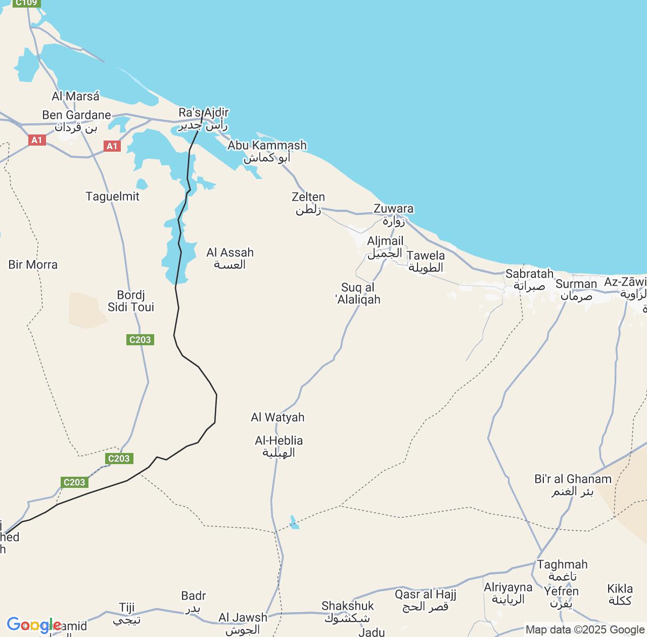 Map image for Intellectual Property Lawyers in An Nuqāţ al Khams and Libya IP firms at coordinates  ; .