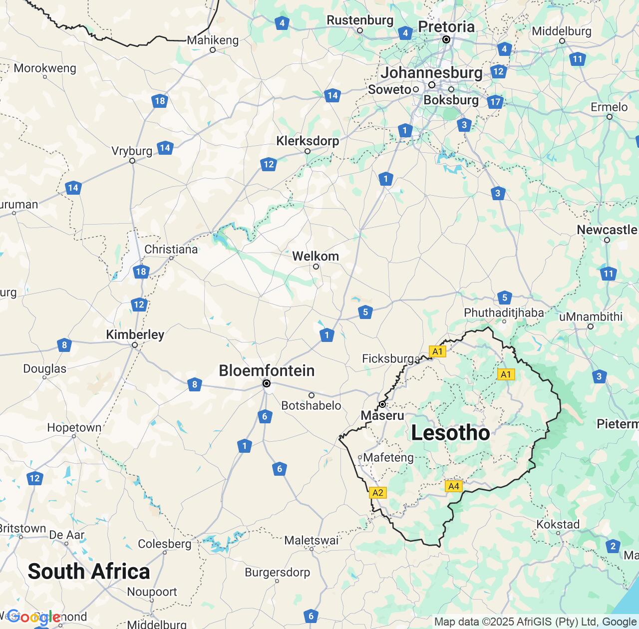 Map image for Intellectual Property Lawyers in Free State and South Africa IP firms at coordinates  ; .
