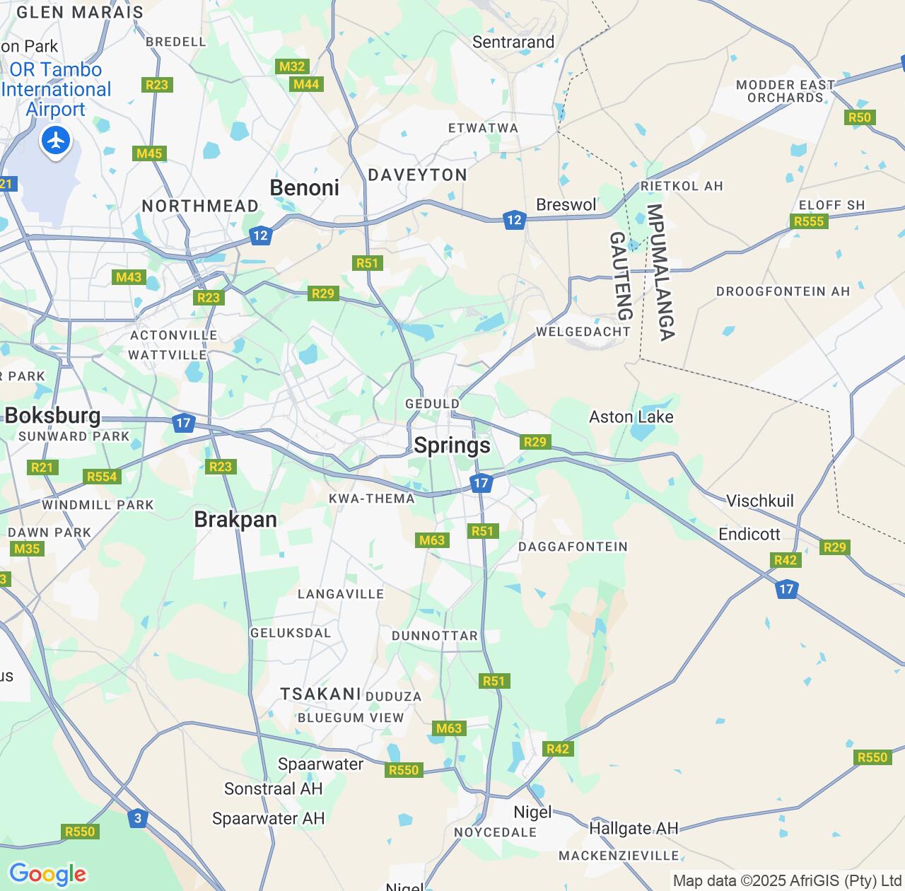 Map image for Intellectual Property Lawyers in Springs and Gauteng IP firms at coordinates  ; .
