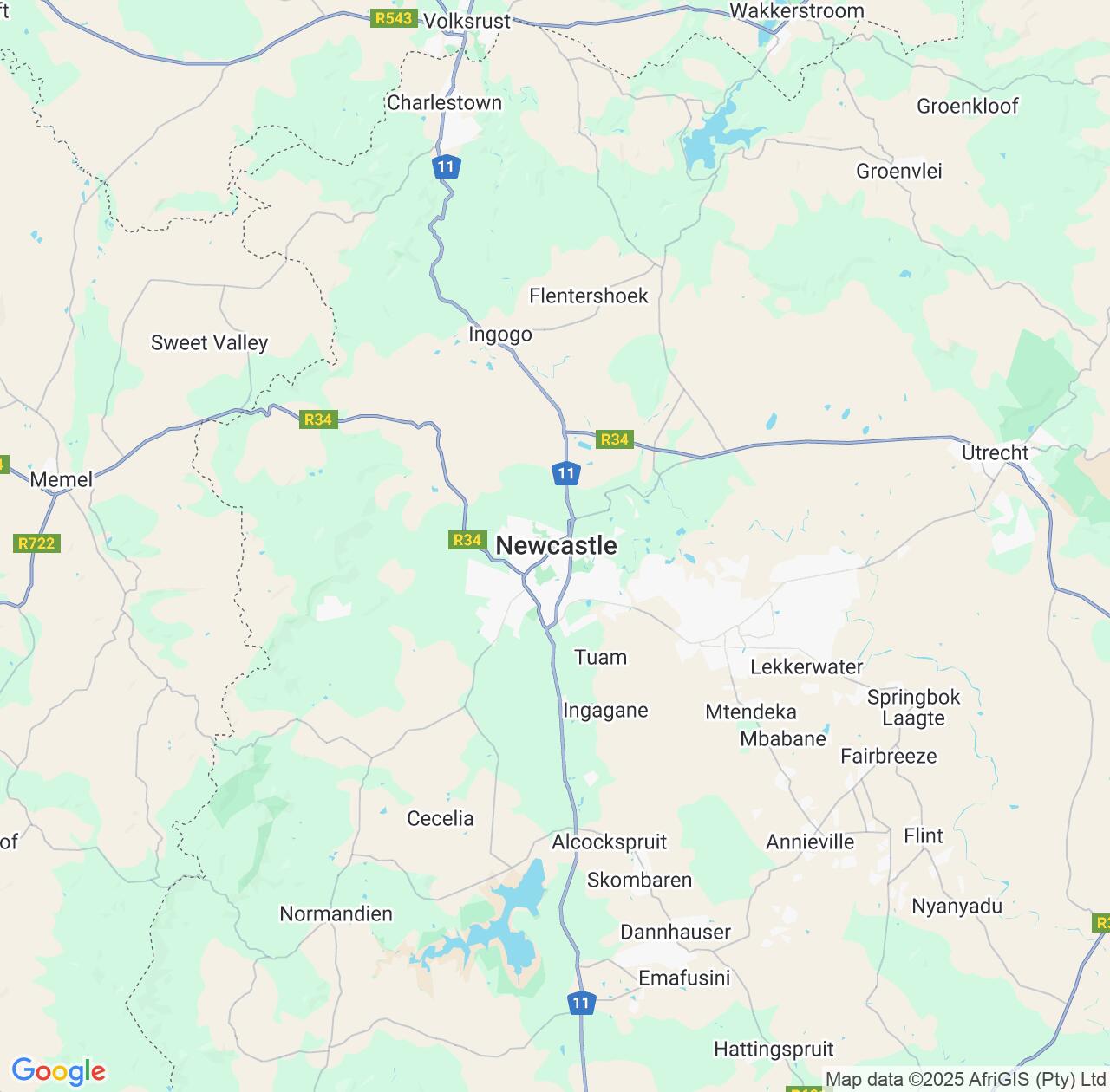 Map image for Intellectual Property Lawyers in Newcastle and KwaZulu-Natal IP firms at coordinates  ; .
