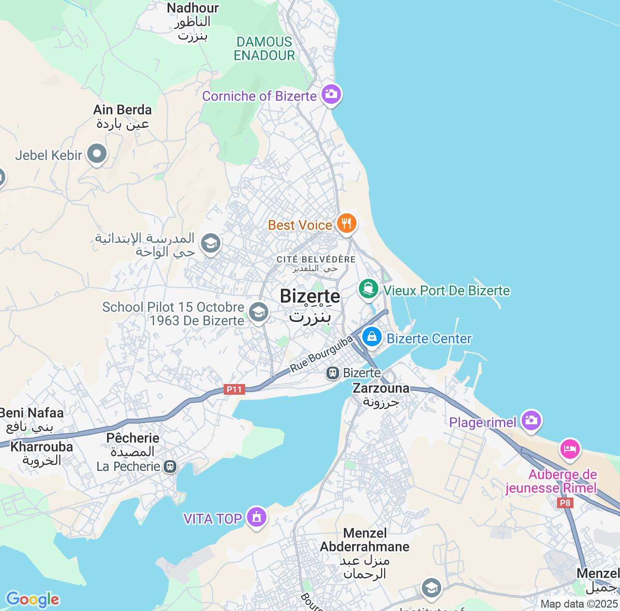 Map image for Intellectual Property Lawyers in Bizerte and Bizerte Governorate IP firms at coordinates  ; .