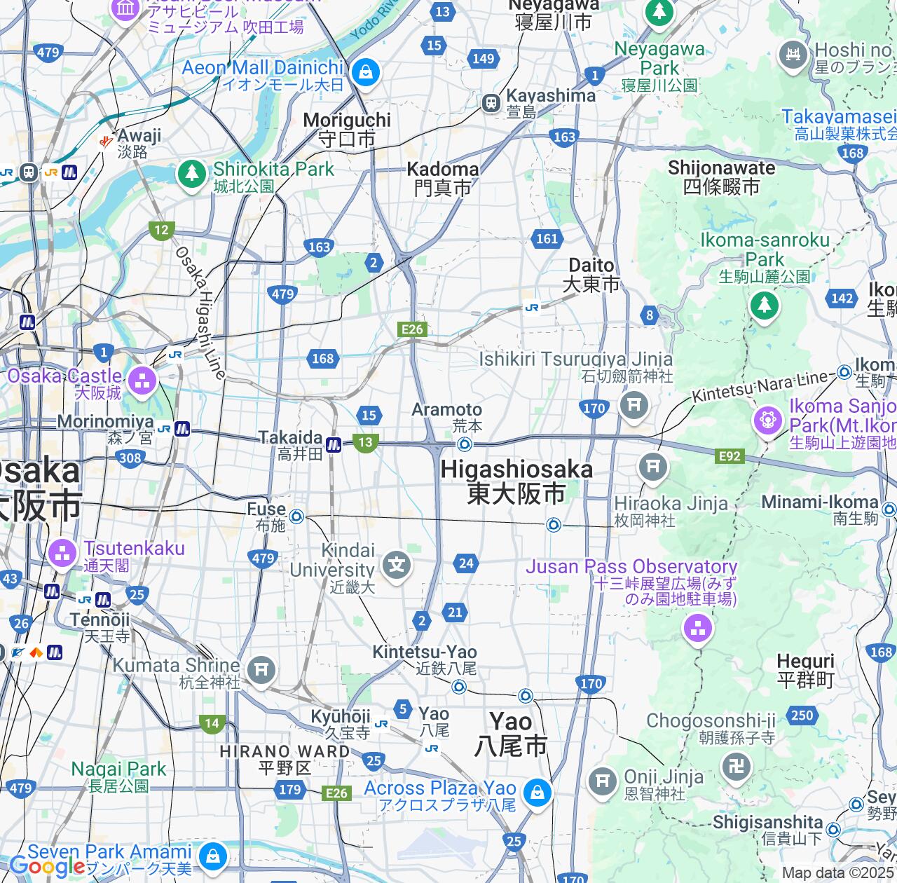 Map image for Intellectual Property Lawyers in Higashiosaka and Osaka IP firms at coordinates  ; .