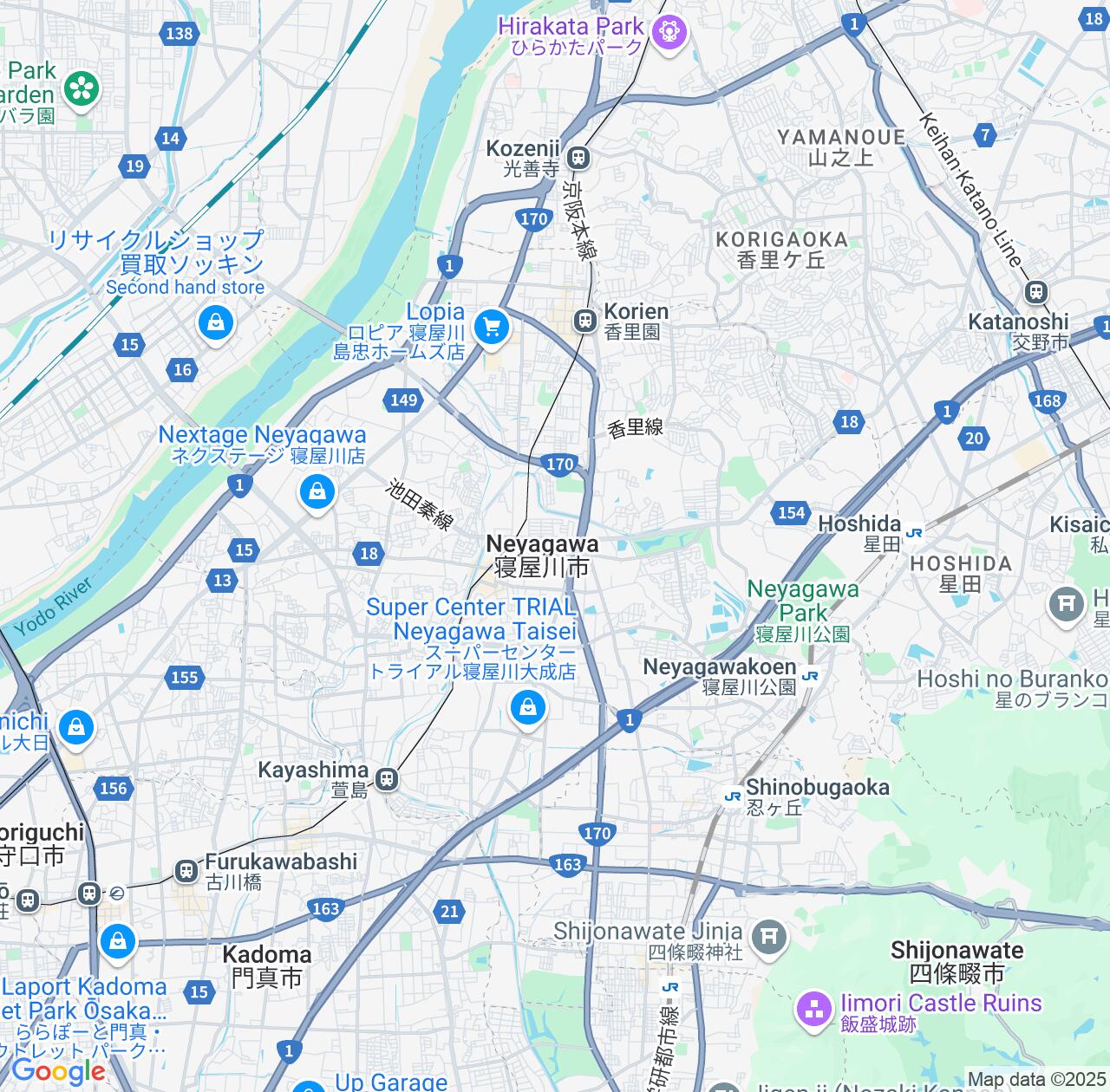 Map image for Intellectual Property Lawyers in Neyagawa and Osaka IP firms at coordinates  ; .