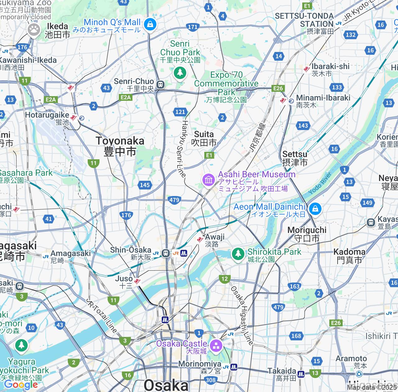 Map image for Intellectual Property Lawyers in Suita and Osaka IP firms at coordinates  ; .