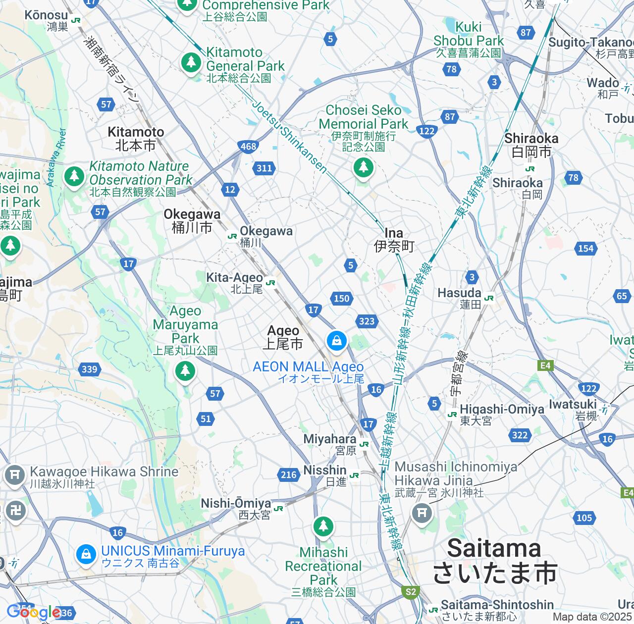 Map image for Intellectual Property Lawyers in Ageo and Saitama IP firms at coordinates  ; .