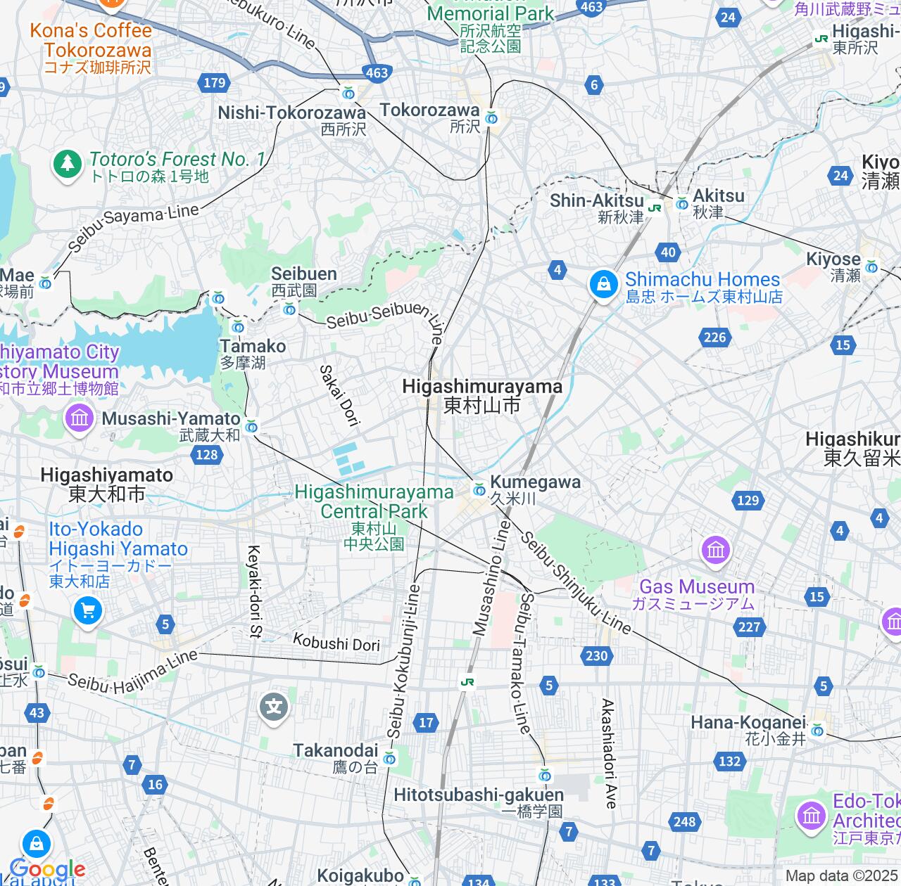 Map image for Intellectual Property Lawyers in Higashimurayama and Tokyo IP firms at coordinates  ; .