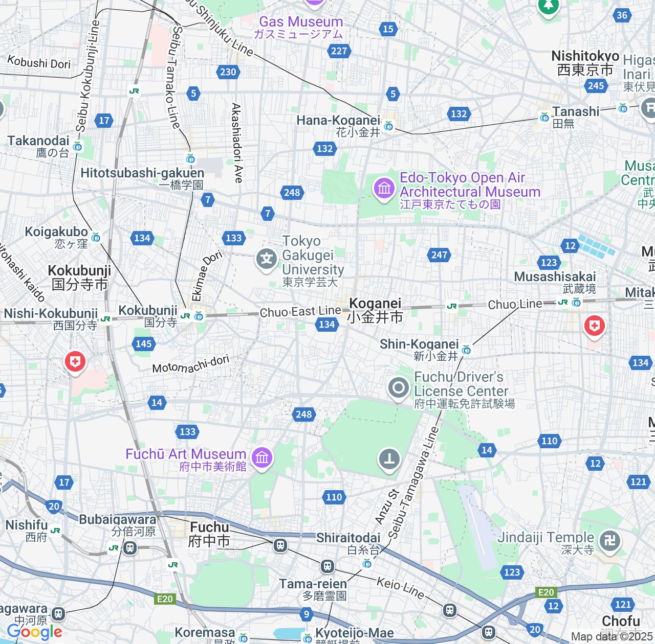 Map image for Intellectual Property Lawyers in Koganei and Tokyo IP firms at coordinates  ; .