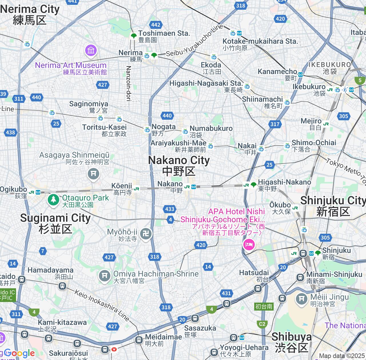 Map image for Intellectual Property Lawyers in Nakano and Tokyo IP firms at coordinates  ; .
