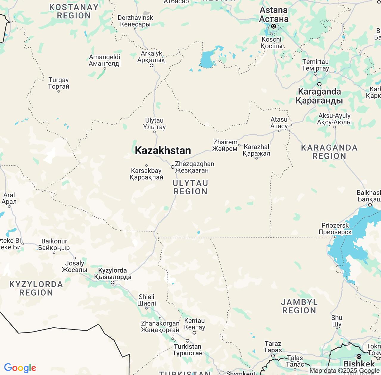 Map image for Intellectual Property Lawyers in Ulytau Region and Kazakhstan IP firms at coordinates  ; .