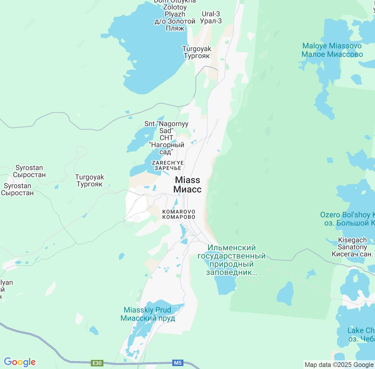 Map image for Intellectual Property Lawyers in Miass and Chelyabinsk IP firms at coordinates  ; .