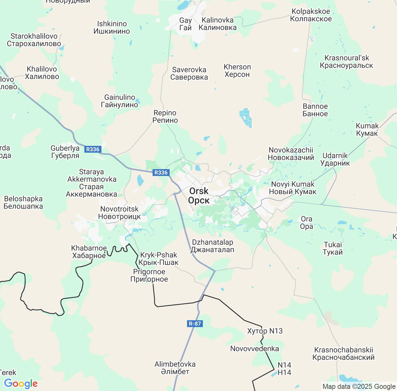 Map image for Intellectual Property Lawyers in Orsk and Orenburg Oblast IP firms at coordinates  ; .