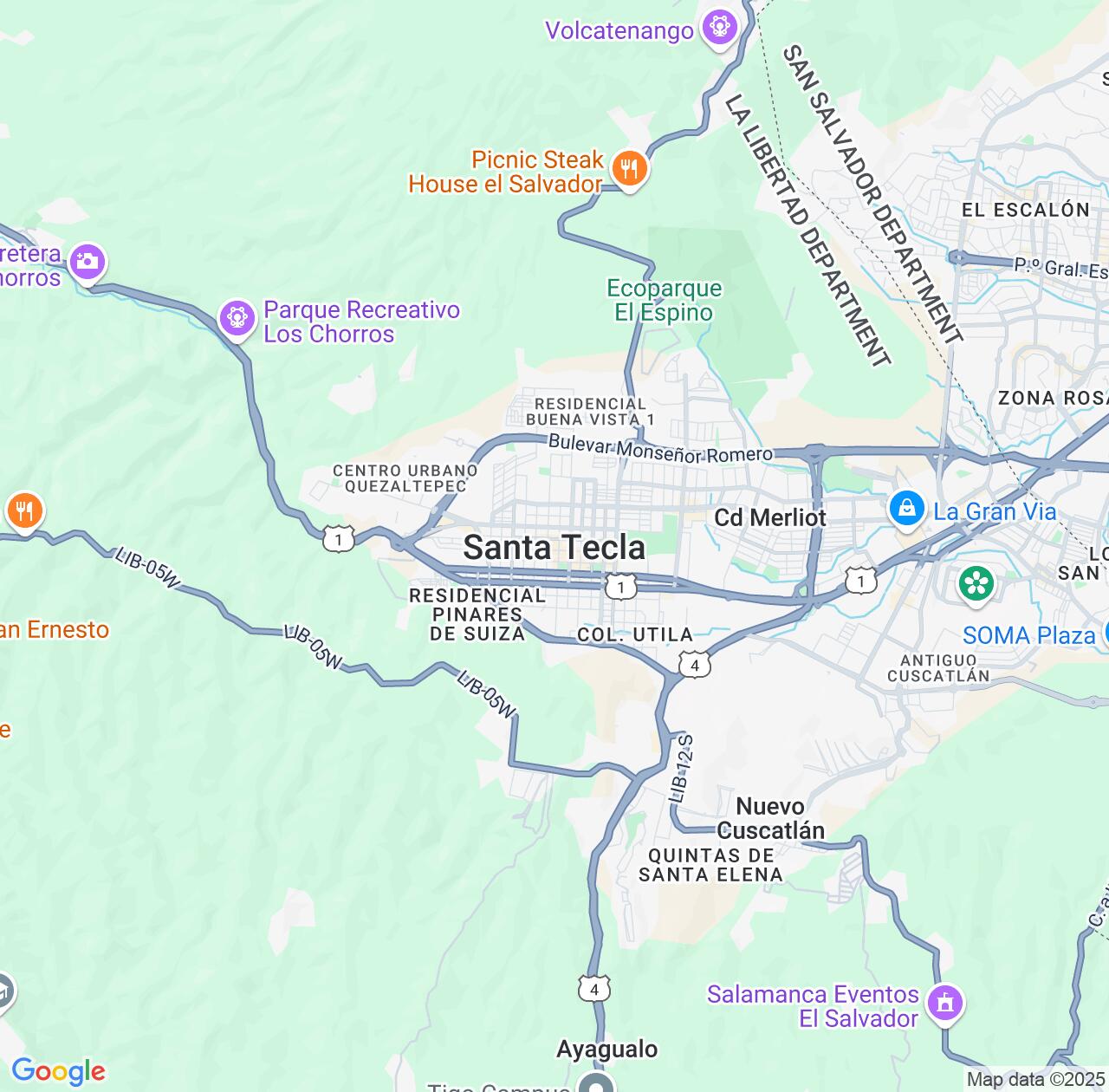 Map image for Intellectual Property Lawyers in Santa Tecla and La Libertad Department IP firms at coordinates  ; .