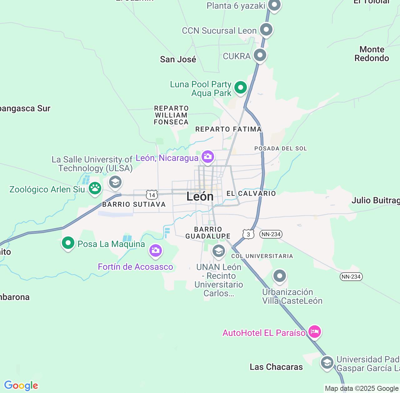 Map image for Intellectual Property Lawyers in Leon and León Department IP firms at coordinates  ; .