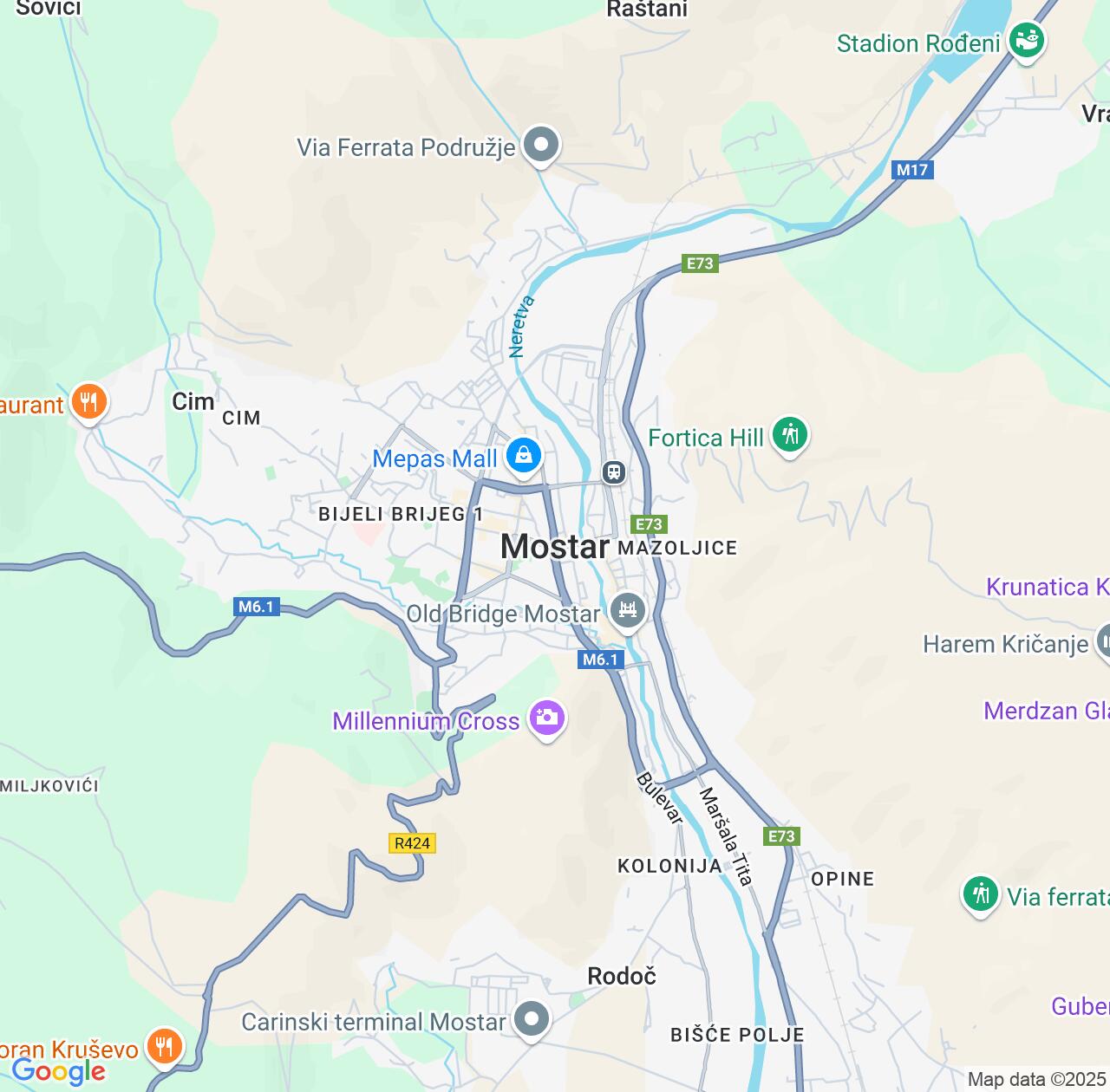 Map image for Intellectual Property Lawyers in Mostar and Federation of B&H IP firms at coordinates  ; .