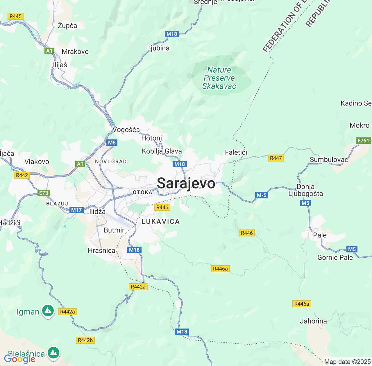 Map image for Intellectual Property Lawyers in Sarajevo and Federation of B&H IP firms at coordinates  ; .