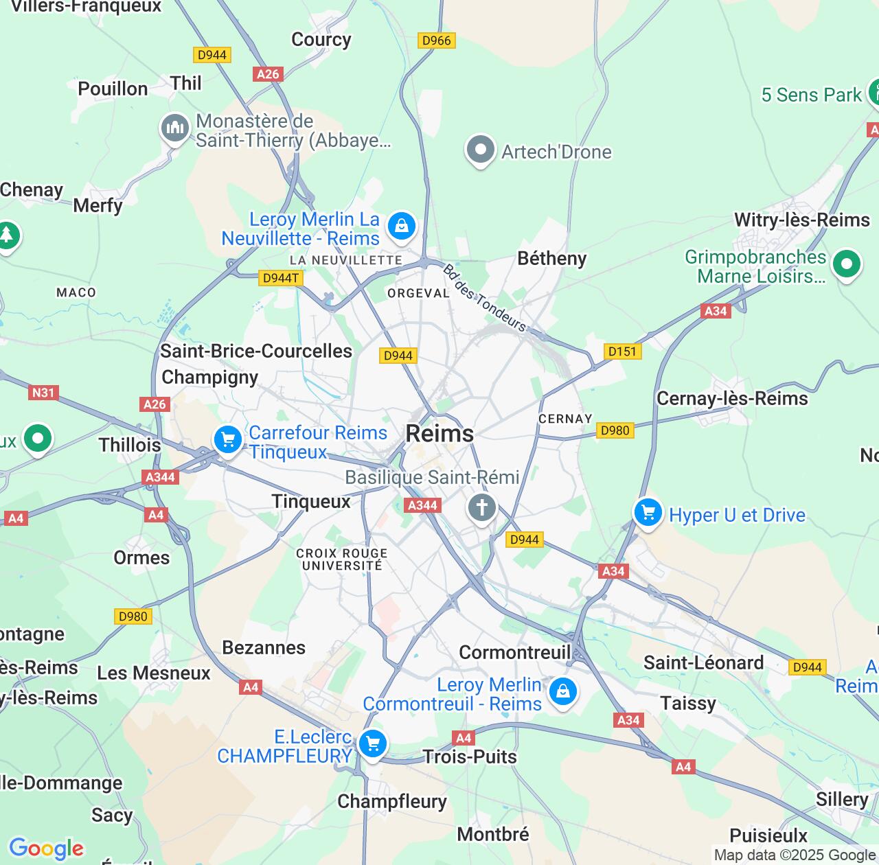 Map image for Intellectual Property Lawyers in Reims and Grand Est IP firms at coordinates  ; .