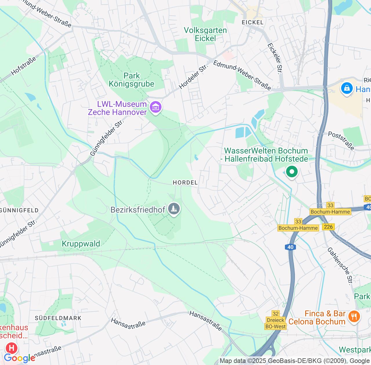 Map image for Intellectual Property Lawyers in Bochum-Hordel and North Rhine-Westphalia IP firms at coordinates  ; .