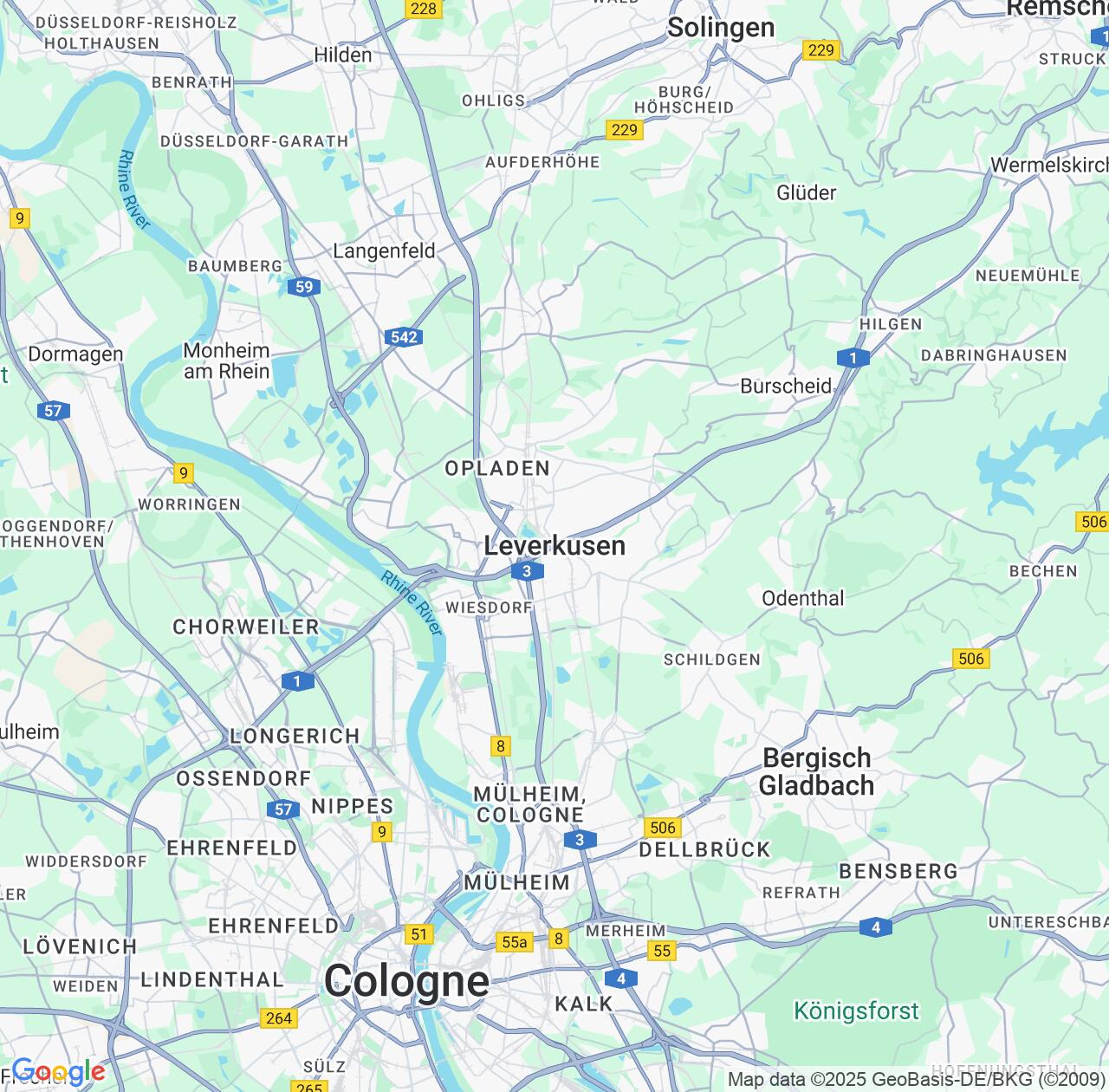 Map image for Intellectual Property Lawyers in Leverkusen and North Rhine-Westphalia IP firms at coordinates  ; .