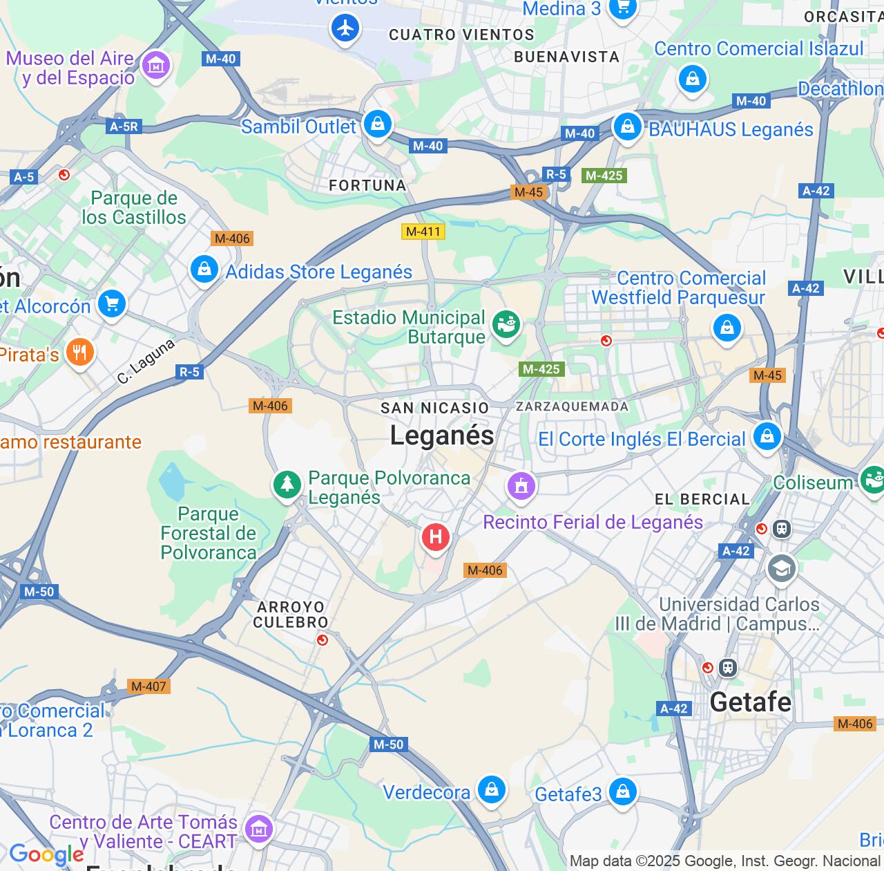 Map image for Intellectual Property Lawyers in Leganes and Madrid IP firms at coordinates  ; .