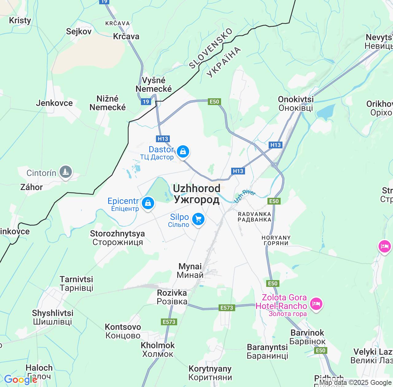 Map image for Intellectual Property Lawyers in Uzhhorod and Transcarpathia IP firms at coordinates  ; .
