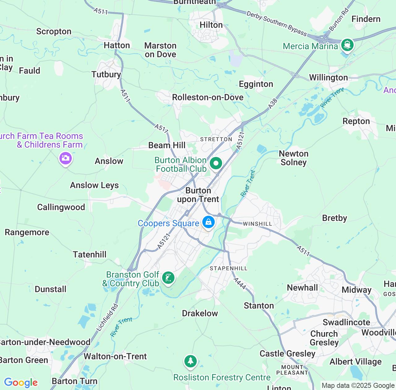 Map image for Intellectual Property Lawyers in Burton upon Trent and England IP firms at coordinates  ; .