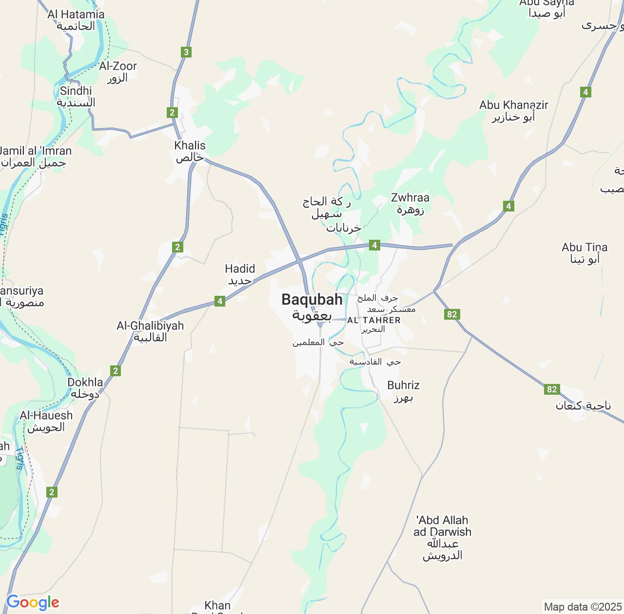 Map image for Intellectual Property Lawyers in Baqubah and Diyālá IP firms at coordinates  ; .