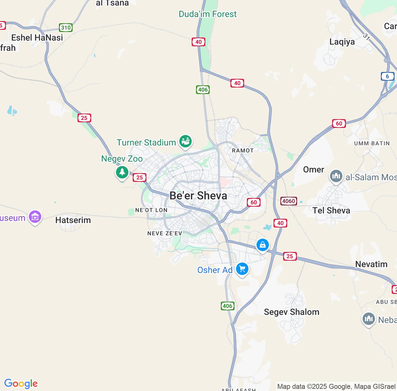 Map image for Intellectual Property Lawyers in Beersheba and Southern District IP firms at coordinates  ; .