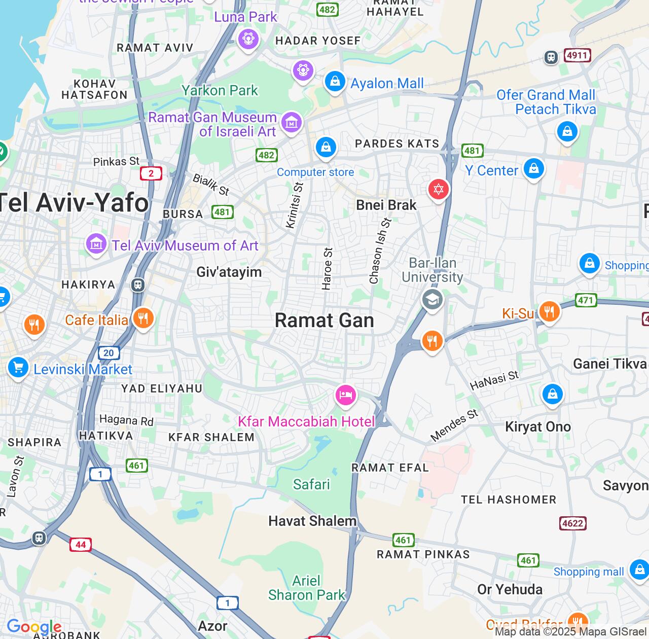 Map image for Intellectual Property Lawyers in Ramat Gan and Tel Aviv IP firms at coordinates  ; .