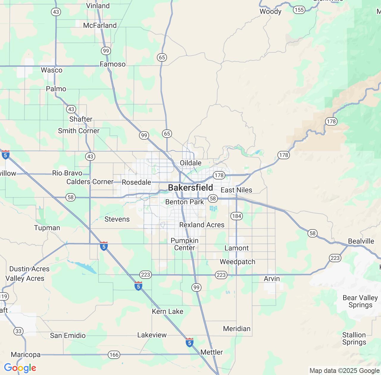 Map image for Intellectual Property Lawyers in Bakersfield and California IP firms at coordinates  ; .