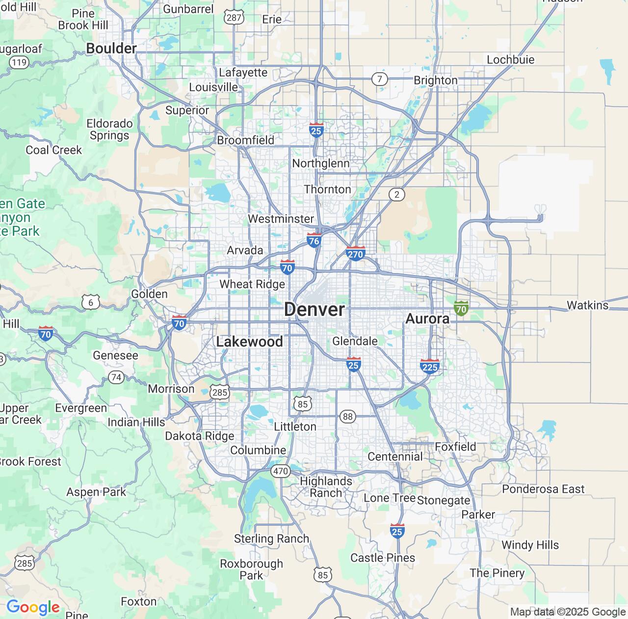 Map image for Intellectual Property Lawyers in Denver and Colorado IP firms at coordinates  ; .