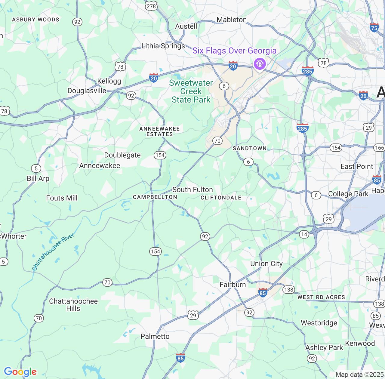 Map image for Intellectual Property Lawyers in South Fulton and Georgia IP firms at coordinates  ; .