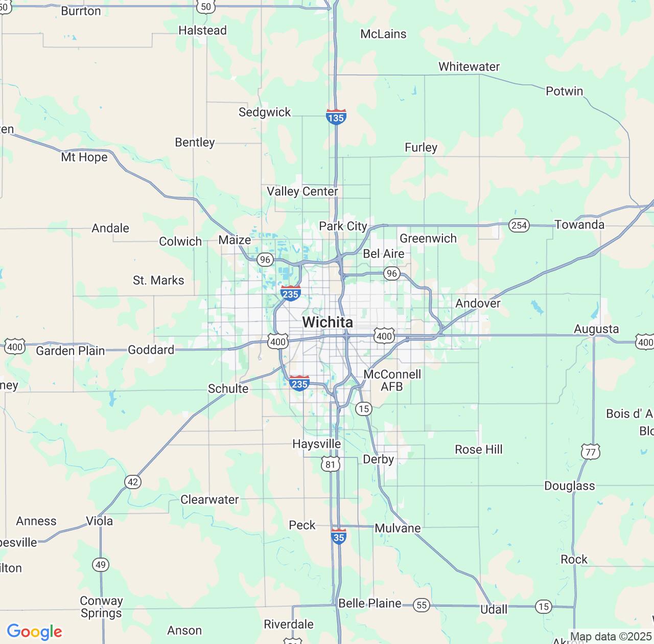 Map image for Intellectual Property Lawyers in Wichita and Kansas IP firms at coordinates  ; .