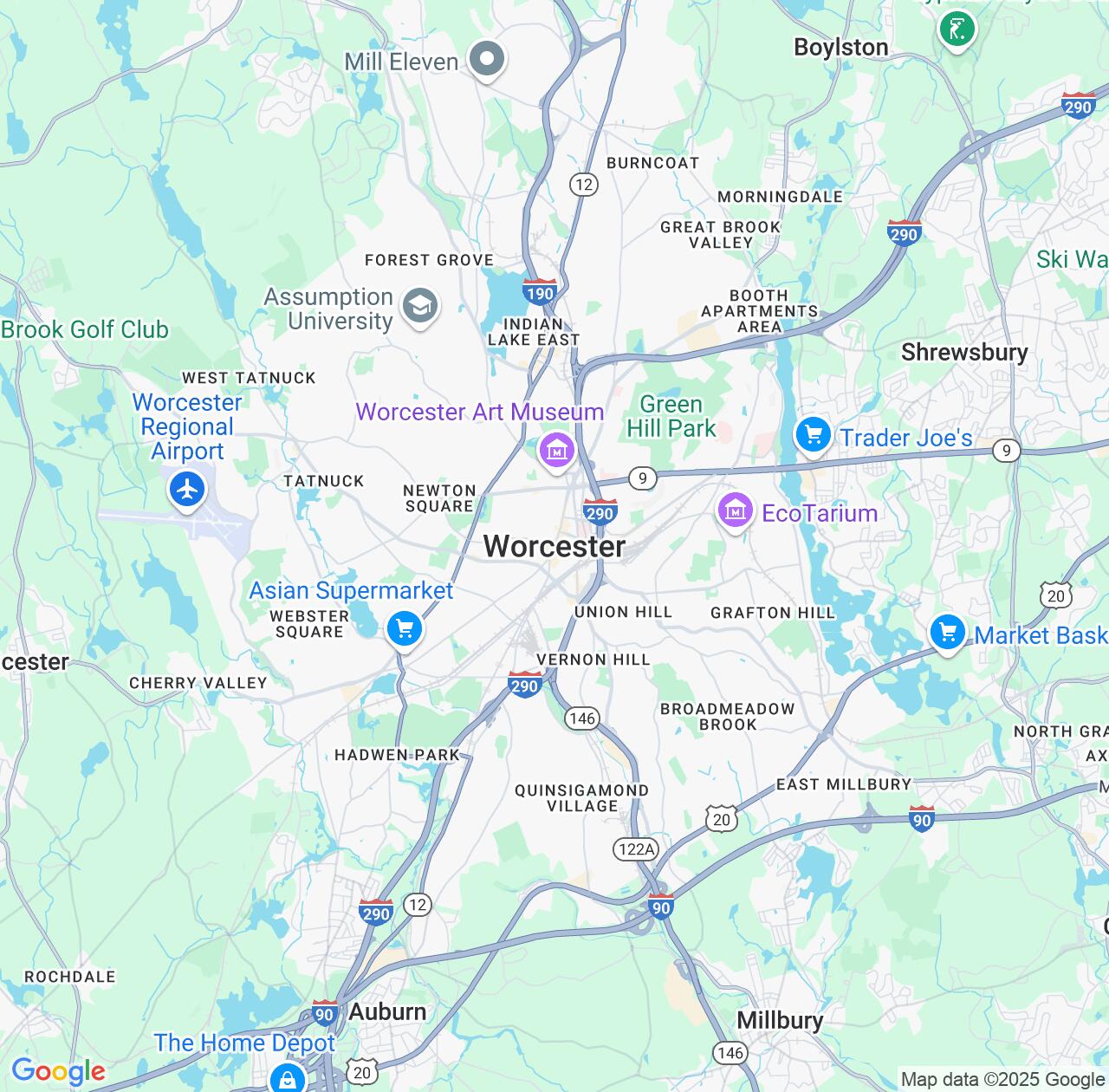 Map image for Intellectual Property Lawyers in Worcester and Massachusetts IP firms at coordinates  ; .