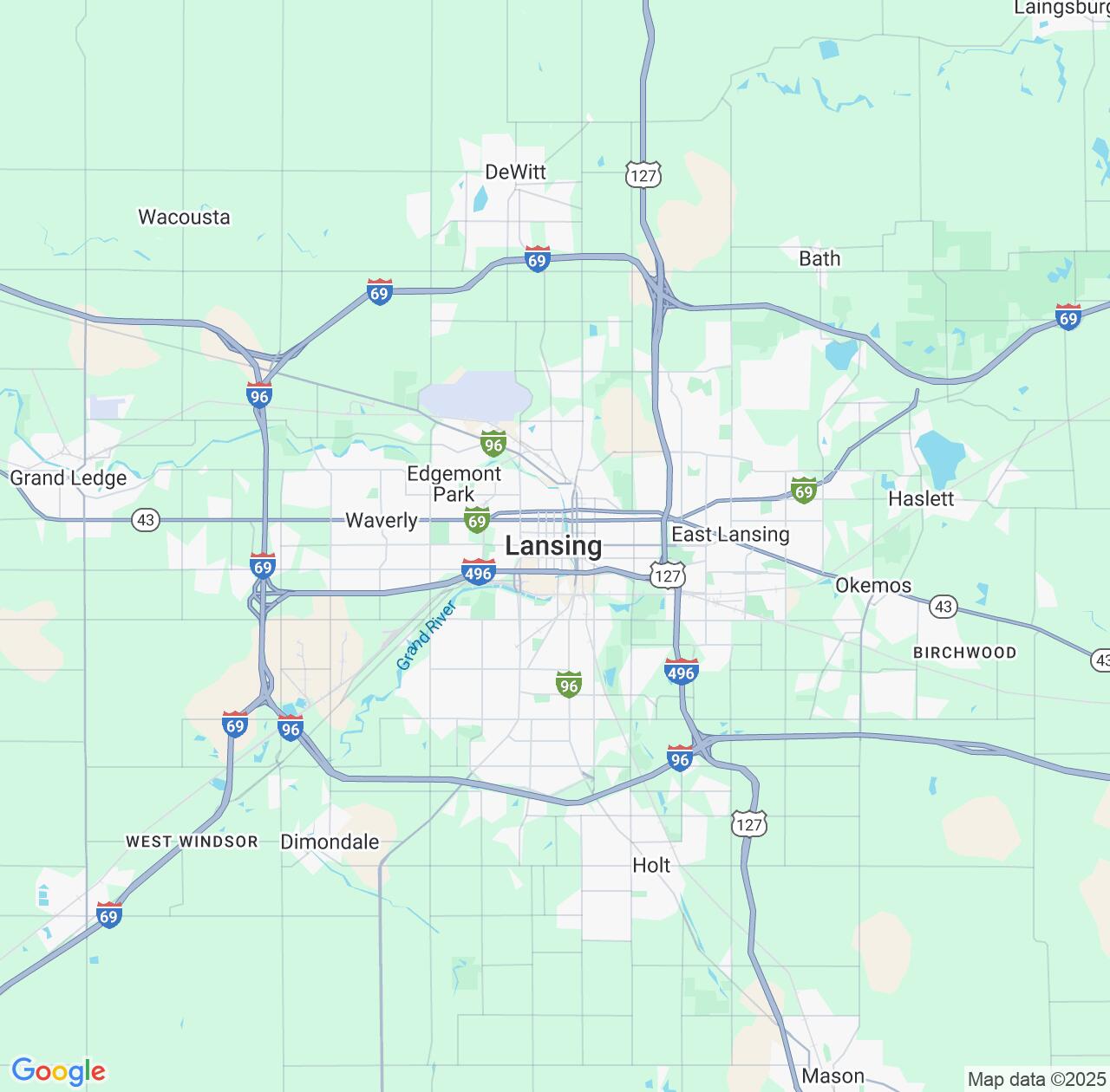 Map image for Intellectual Property Lawyers in Lansing and Michigan IP firms at coordinates  ; .