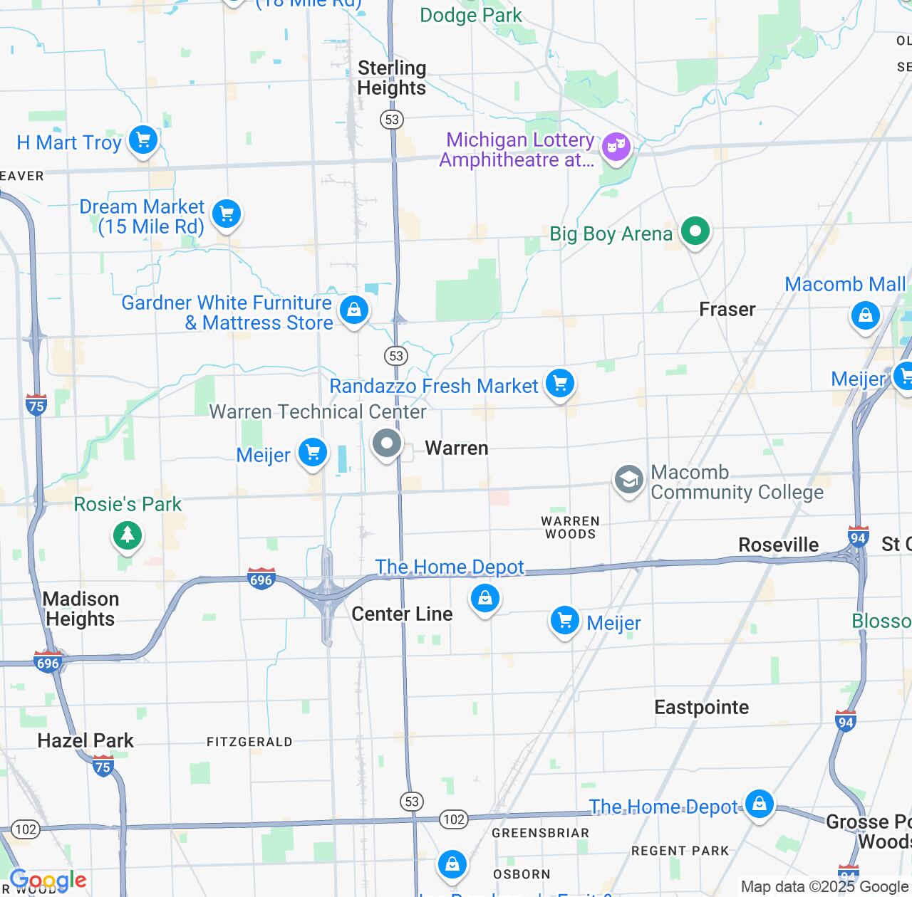 Map image for Intellectual Property Lawyers in Warren and Michigan IP firms at coordinates  ; .