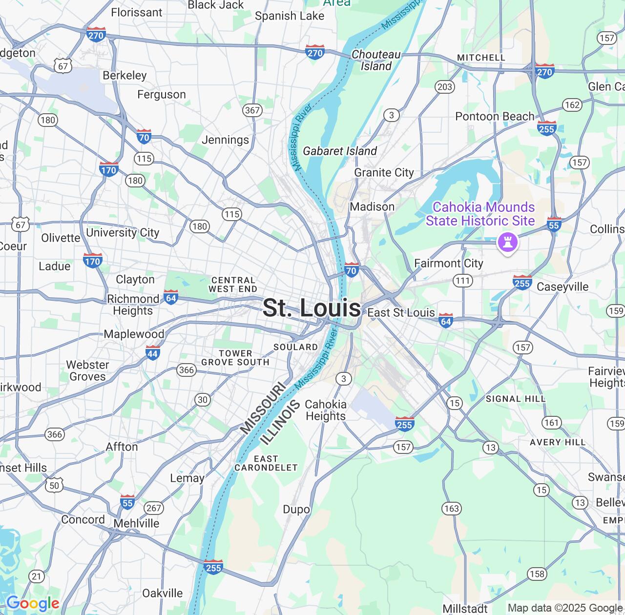 Map image for Intellectual Property Lawyers in St. Louis and Missouri IP firms at coordinates  ; .