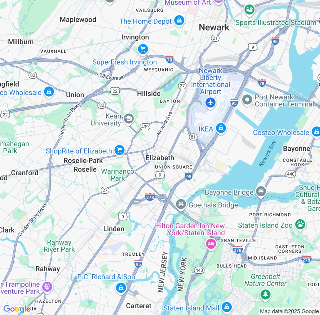 Map image for Intellectual Property Lawyers in Elizabeth and New Jersey IP firms at coordinates  ; .