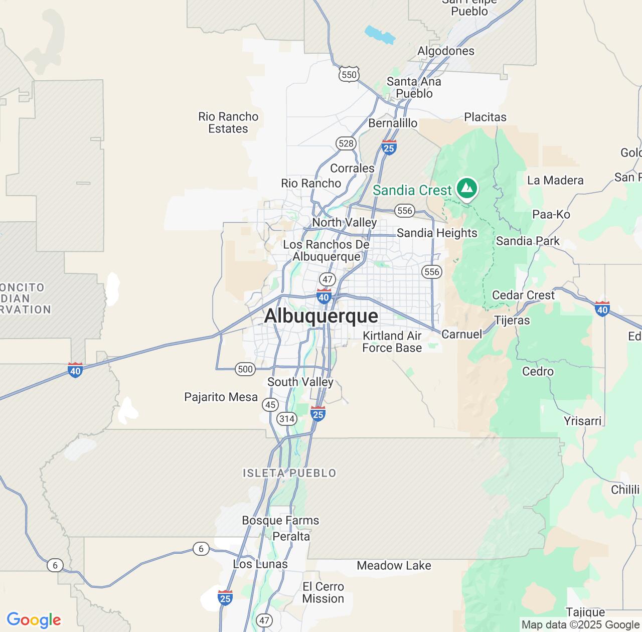 Map image for Intellectual Property Lawyers in Albuquerque and New Mexico IP firms at coordinates  ; .