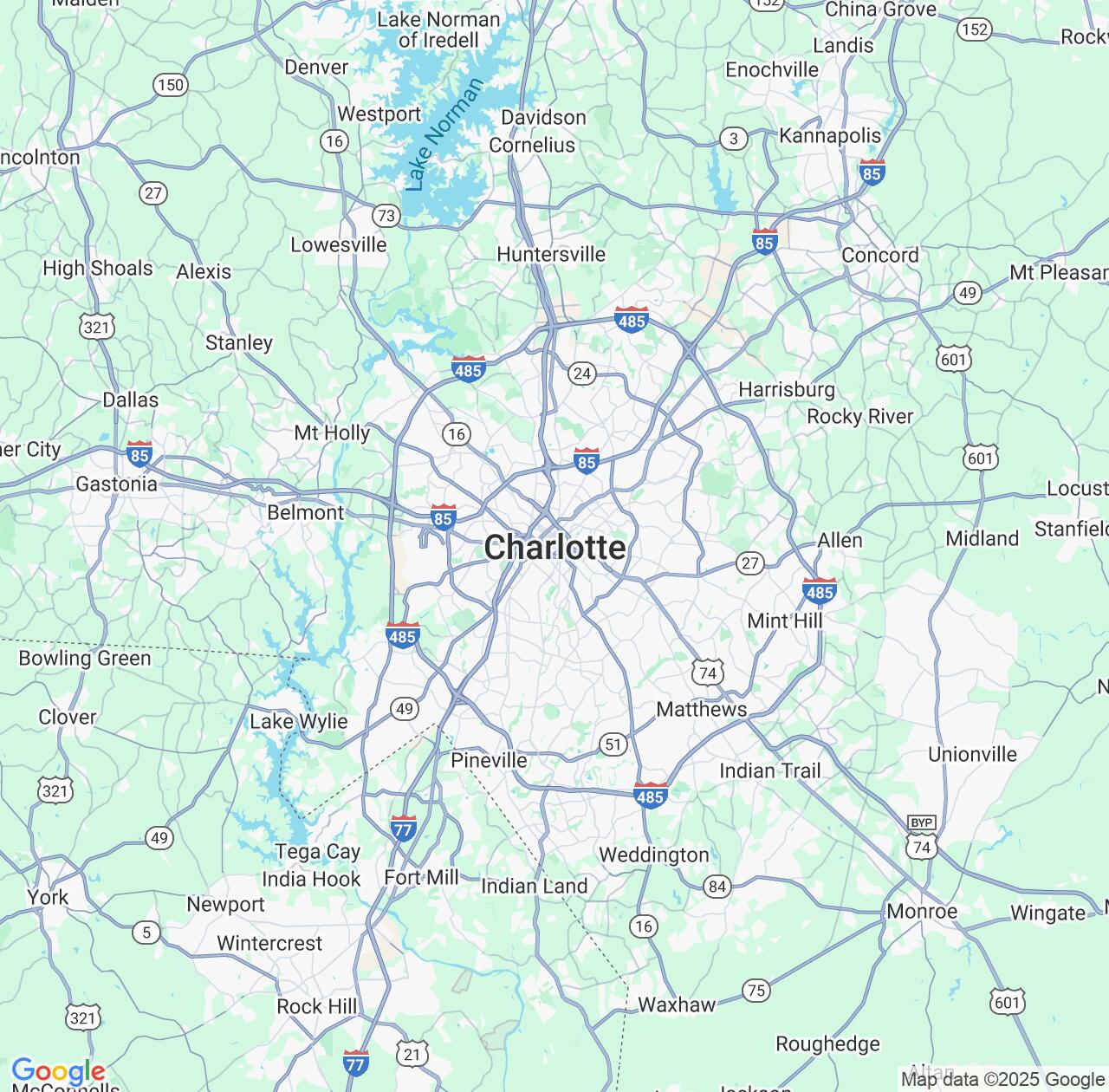 Map image for Intellectual Property Lawyers in Charlotte and North Carolina IP firms at coordinates  ; .