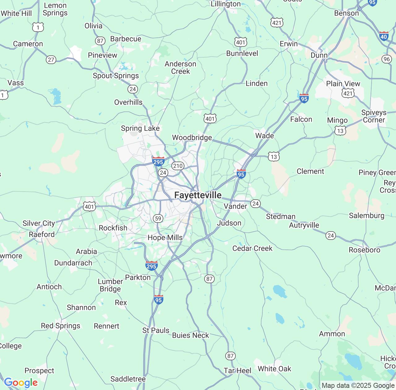 Map image for Intellectual Property Lawyers in Fayetteville and North Carolina IP firms at coordinates  ; .