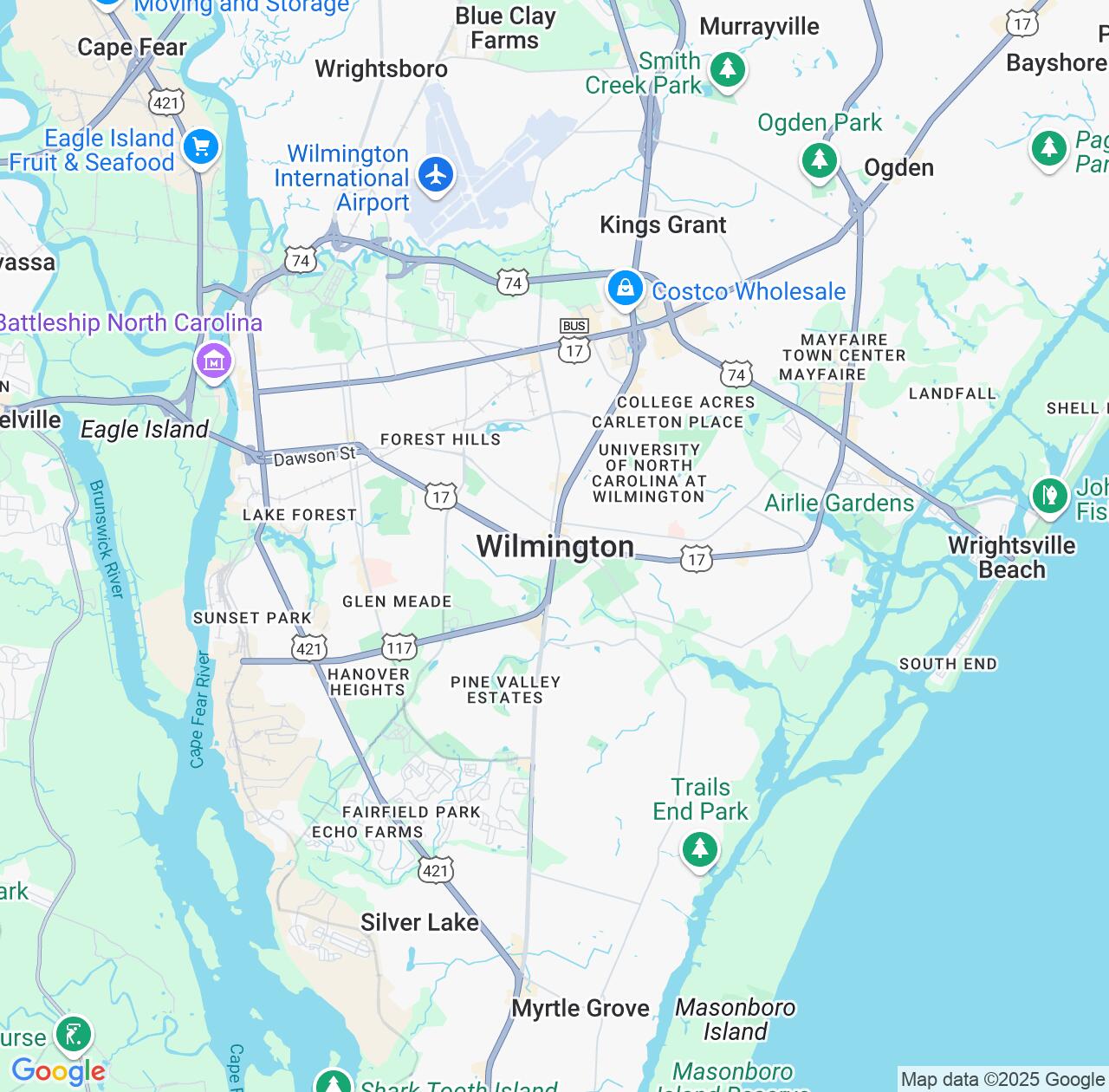 Map image for Intellectual Property Lawyers in Wilmington and North Carolina IP firms at coordinates  ; .