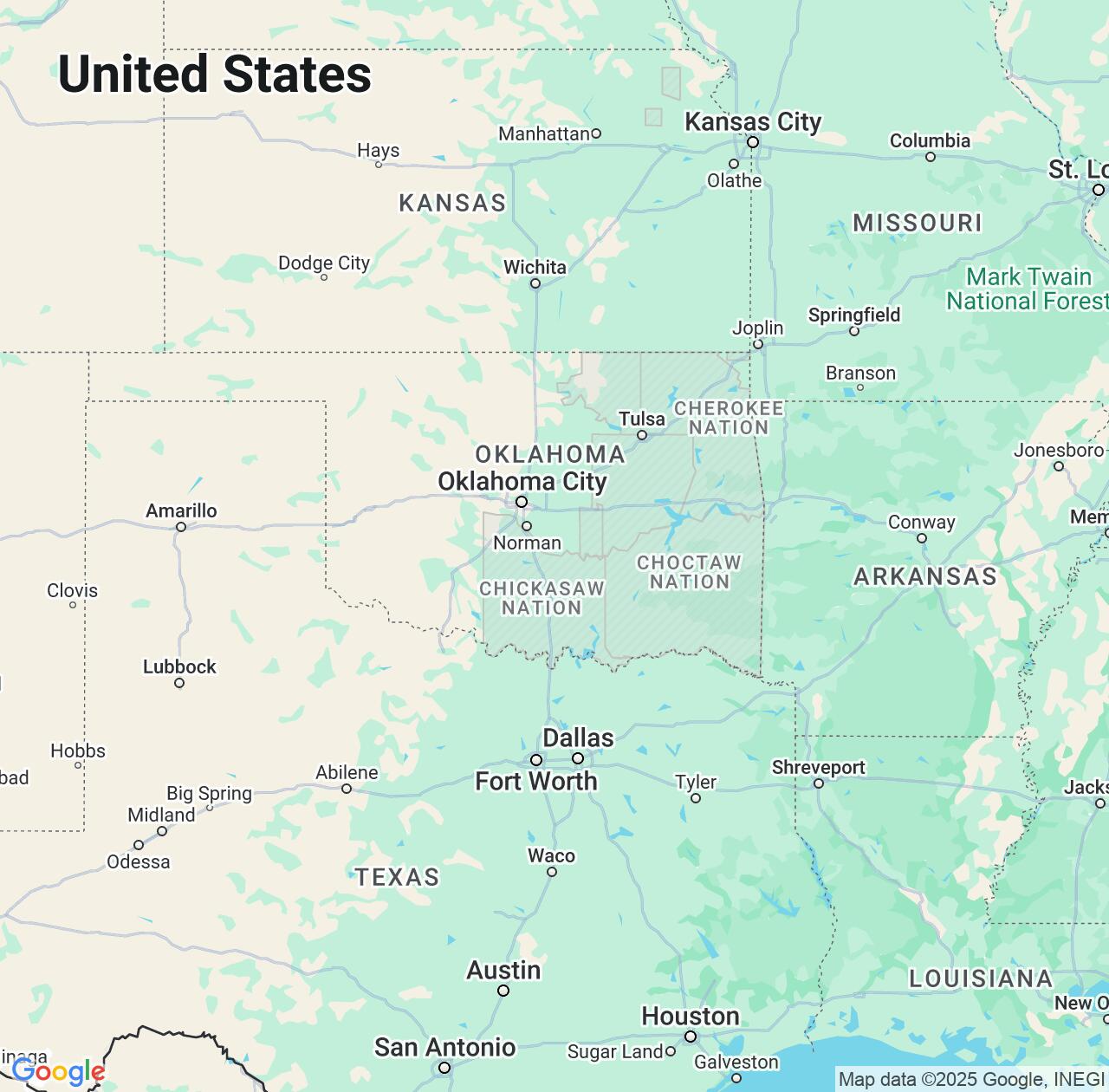 Map image for Intellectual Property Lawyers in Oklahoma and United States IP firms at coordinates  ; .