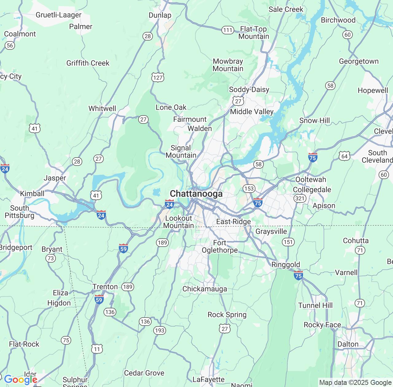 Map image for Intellectual Property Lawyers in Chattanooga and Tennessee IP firms at coordinates  ; .